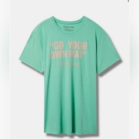 torrid Tops - Torrid Fleetwood Mac Relaxed Fit Cotton Boxy Tunic Tee Turquoise Teal